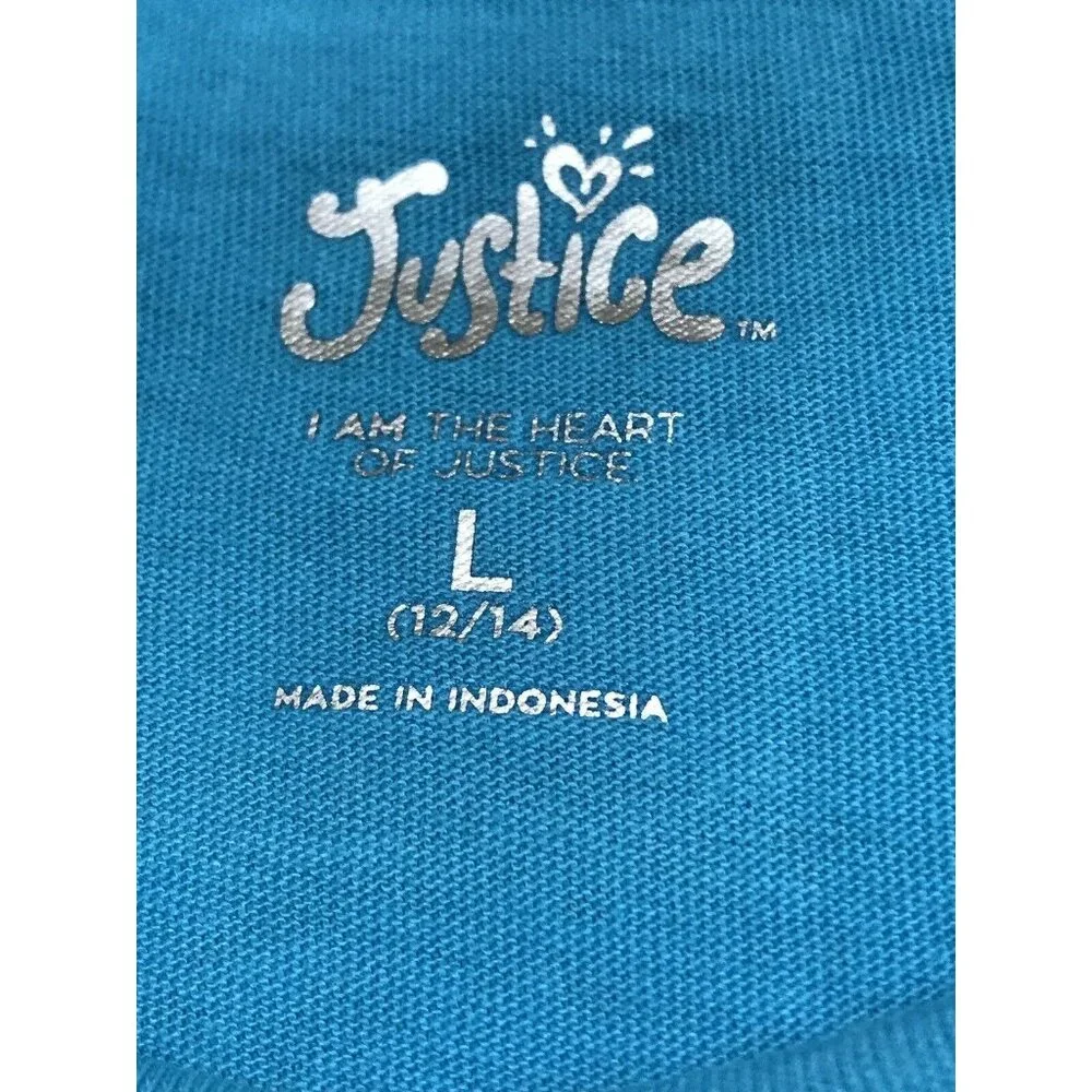 Justice Tank Top Girls Size Large‎ L 12/14 Blue Rainbow Glitter